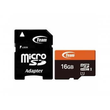 Карты памяти TEAM MICROSDHC 16GB CLASS 10 + ADAPTER (TUSDH16GUHS03)