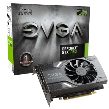 Видеокарты EVGA GEFORCE GTX 1060 GAMING 3GB GDDR5 ACX 2.0 (SINGLE FAN) (03G-P4-6160-KR)