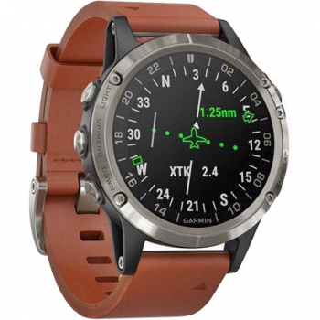 GARMIN D2 DELTA AVIATOR WATCH WITH BROWN LEATHER BAND 47mm (010-01988-30)