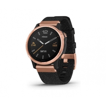 GARMIN FENIX 6S SAPPHIRE ROSE GOLDTONE WITH HEATHERED BLACK NYLON BAND, NORTH (010-02159-36)